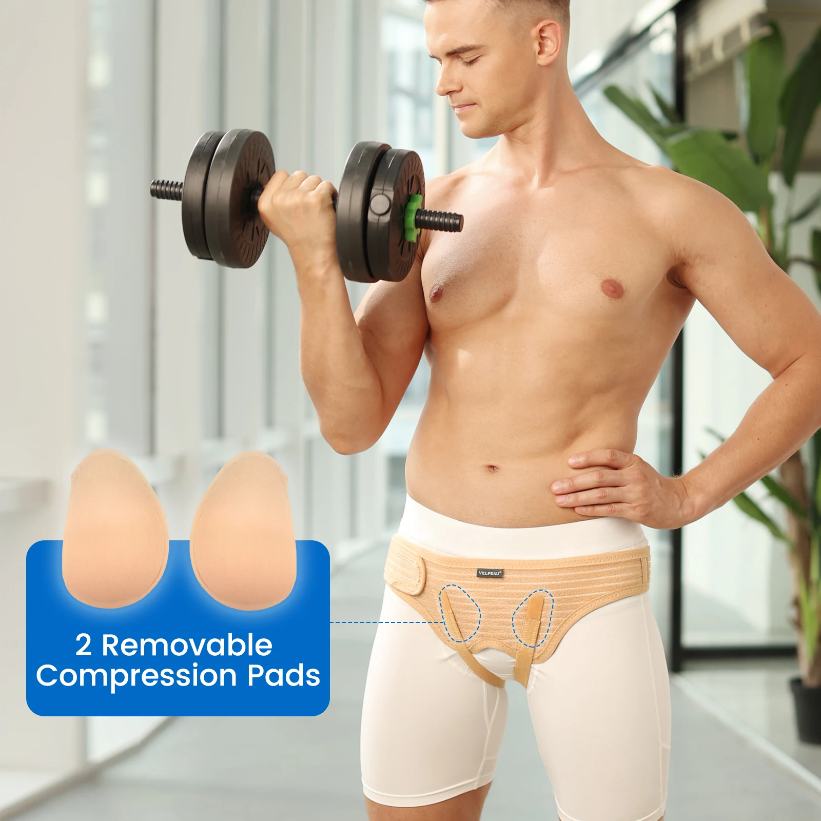 VELPEAU Hernia Belt Truss Adjustable for Single/Double Inguinal and Sports Hernia with 2 Compression Pads for Men and Women hernia belt