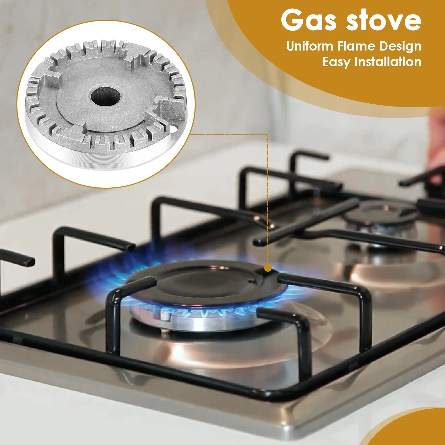 Cooker Hat Set Stove Lid Upgraded, Oven Gas Hob Burner Crown Flame Cap, Gas Burner Flame Cap Fits Most Gas Stove Burners images - 6