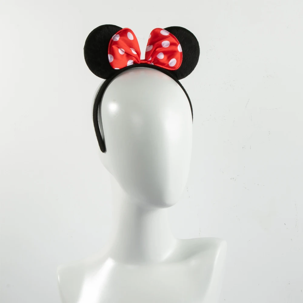 CHuangQi 2pcs Mouse Ears Headband with Bow, Mickey Minnie Ears Headband for Boy / Girl Birthday Party, Great Party Favors