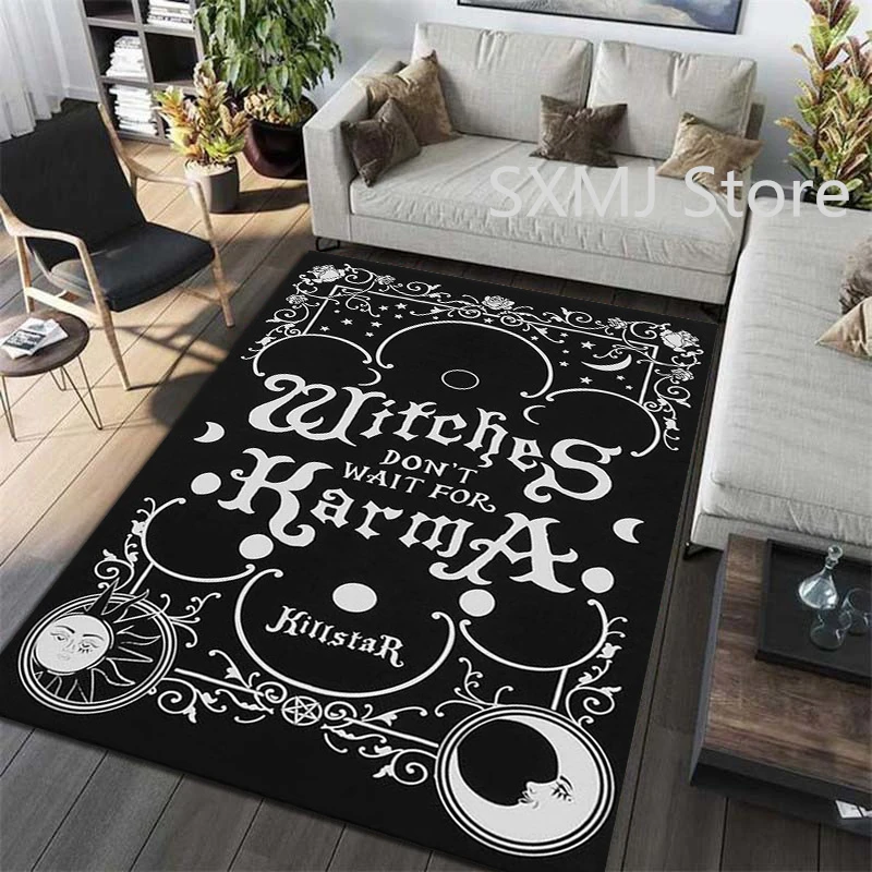 Skull Yes No Witches Carpet Area Rug Mat Living Room Bedroom Playroom