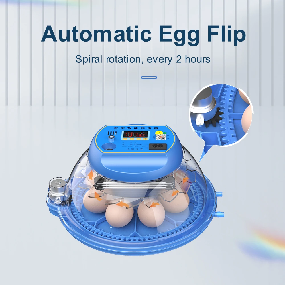 Egg Incubator 8 Egg Automatic Incubator for Eggs Brooder Chicken Duck Quail Birds Electric Incubation 12V 110V 220V