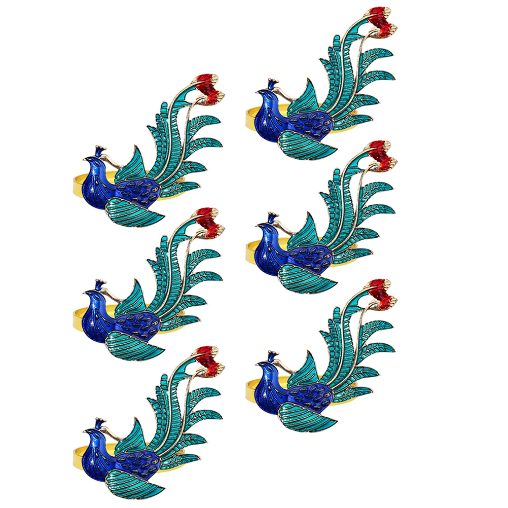 

Jeweled Napkin Rings Set Vintage Metal Crystal Rustic Peacock Holders for Beautiful Dinner Table Decor