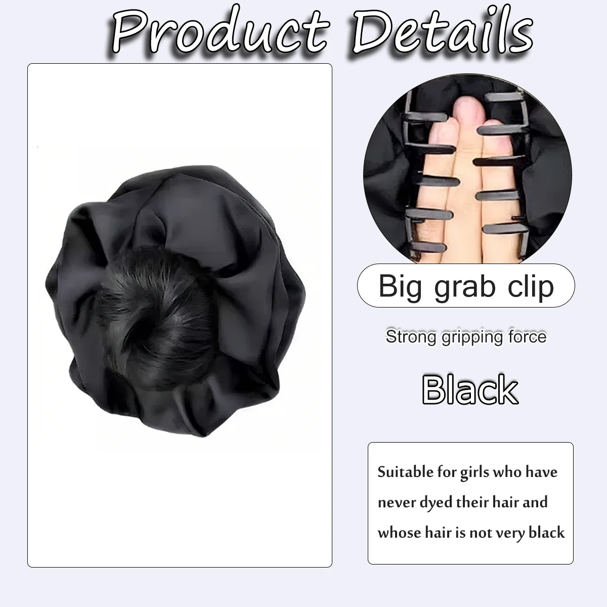 Synthetic Black Large Intestine Hair Ring Bun Head Wig Fashionable and Grab Clip Flower Bud Chignon  Wig Hair Accessories
