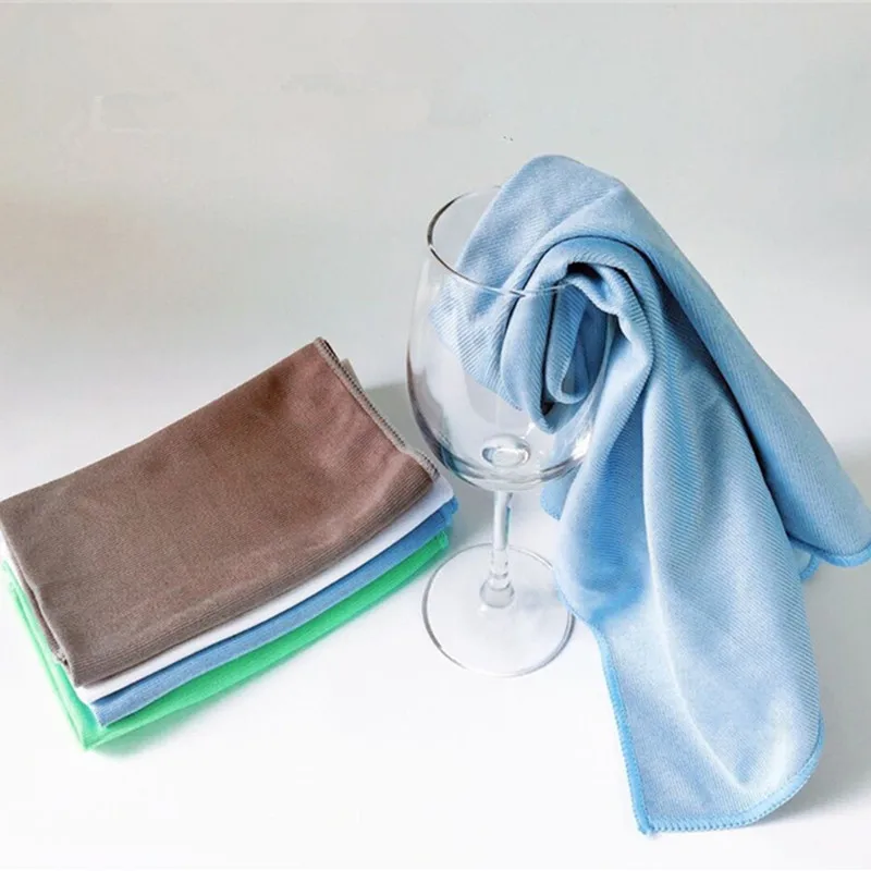 Microfiber Glass Mirror Cleaning Cloth Kitchen Towel Wipe Wine Napkin Metal Polishing Car Window Clean 1Pc