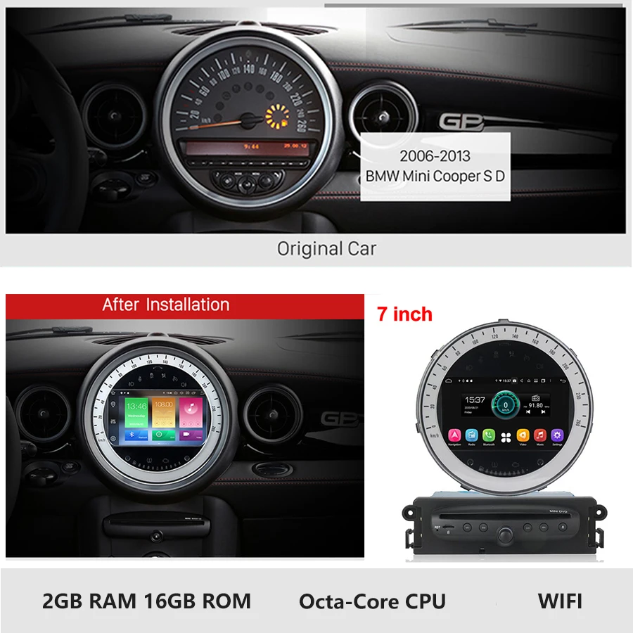 Autoradio 7 9 Lecteur multimédia Capacitance Récepteur radio à écran  tactile pour countryman mini r60 2014 Voiture Android Mini Cooper  Enregistreur