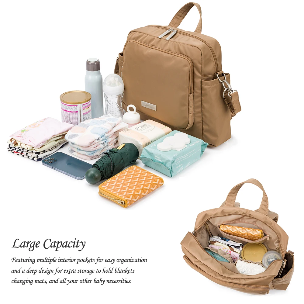 Soboba 2023 New Diaper Bags for Mother Waterproof Large Capacity Solid Polyester Diaper Backpacks Travel Bag for Newborn Baby 3