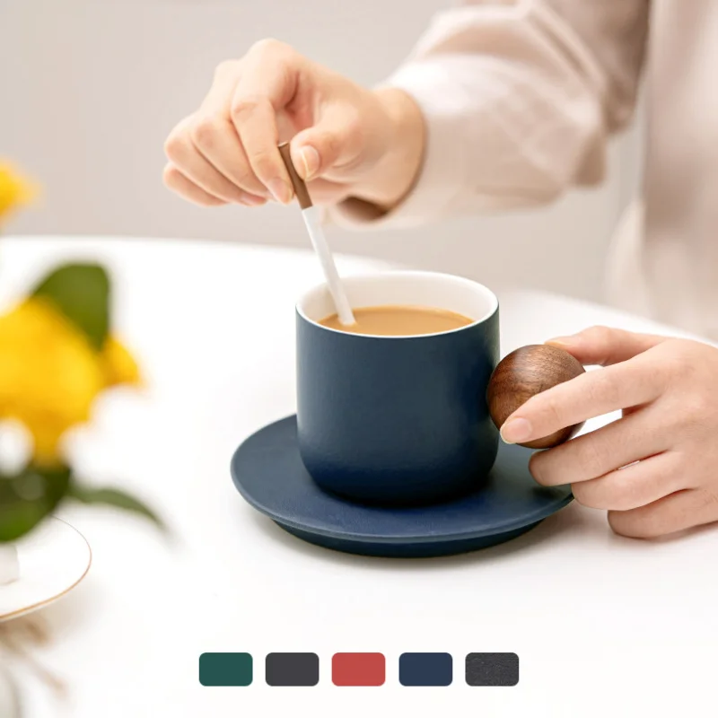 

European style ins style high beauty ceramic coffee cup household with water cup mat mug breakfast cup creative milk cup