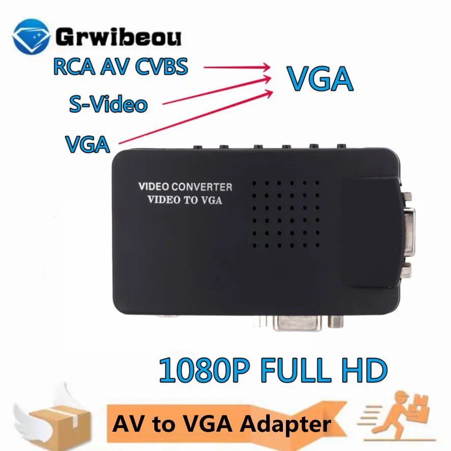 

Переходник с AV на VGA RCA CVBS на VGA, преобразователь для ПК, ноутбука, видео, ТВ, RCA, Композитный S-видео, AV In на ПК, VGA, ЖК-выход, преобразователь, видеоприставка