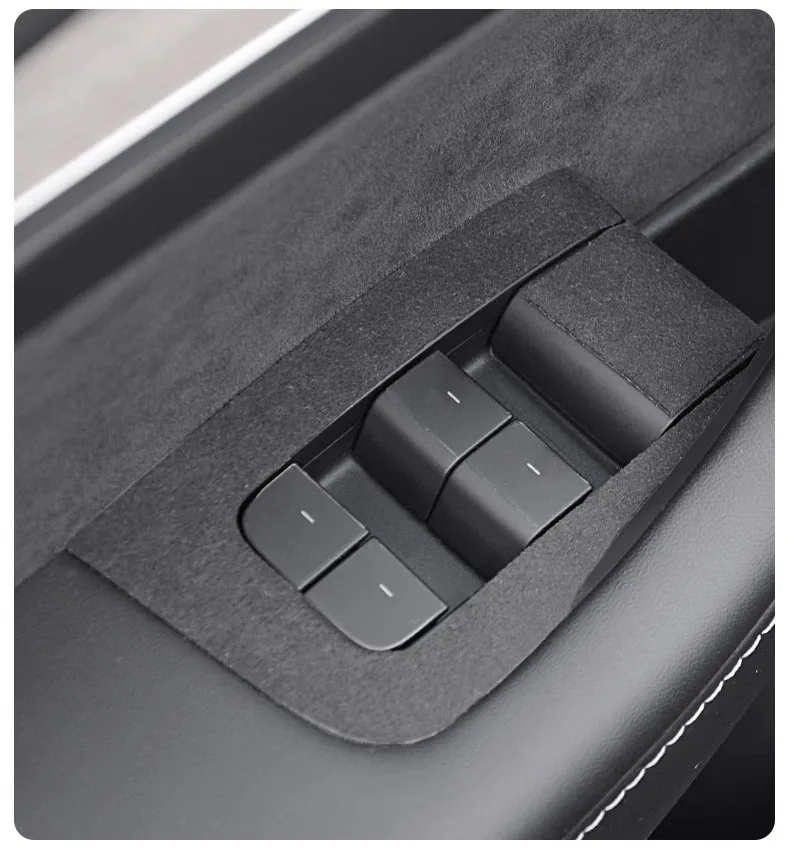 Für Tesla Modell Y Modell 3, Highland Fensterheber Schalter Bedienfeld Trim Aufkleber Wildleder Auto Tür Taste Abdeckung Auto Zubehör – Detail 7