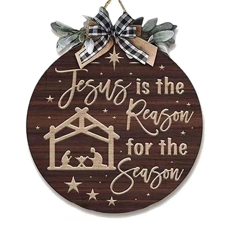 

Front Door Welcome Sign Round Wooden Door Wreath Christmas Wall Hangings Sign Decor For Outdoor Garden Courtyard Party Home