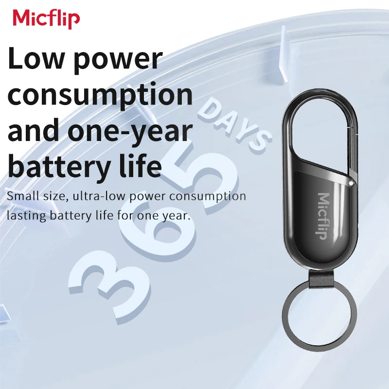 Micflip Smart Carabiner key chain Keyring with Find My tracker to attach Car key chain fob for Apple ios