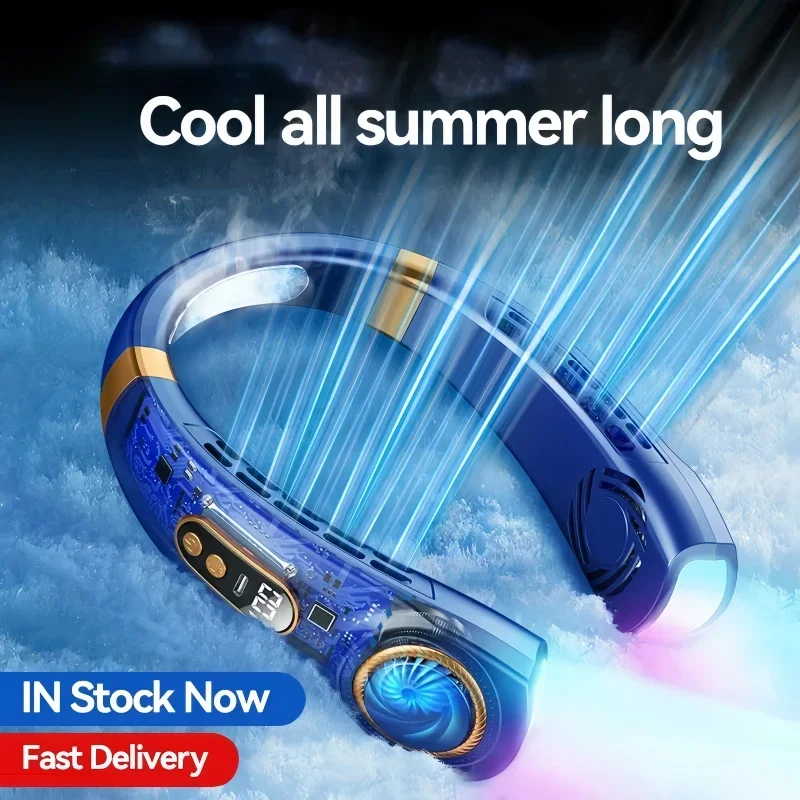 Neck Fan, Portable Bladeless Fan, 4000mAh Battery USB Rechargeable, LED Display, 360 °  Cooling Wearable Personal Fan, 3 Speeds BEST SELLERS