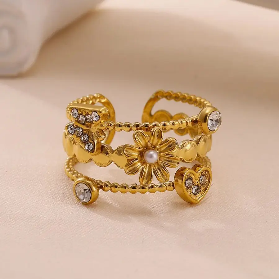 Stainless Steel Ring Micro-Encrusted Zircon Wedding Jewelry Women