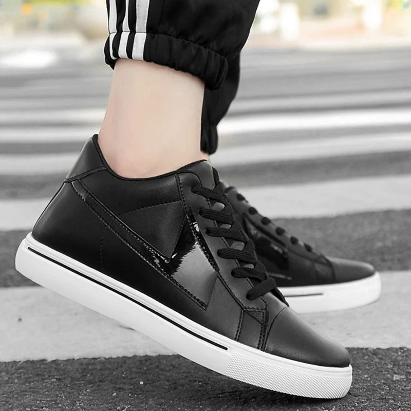 Sneakers Man Elevator Shoes Height Increase Insole 10cm White Black Taller Shoes Men Leisure Fashion Leather Sports Plus Size 44