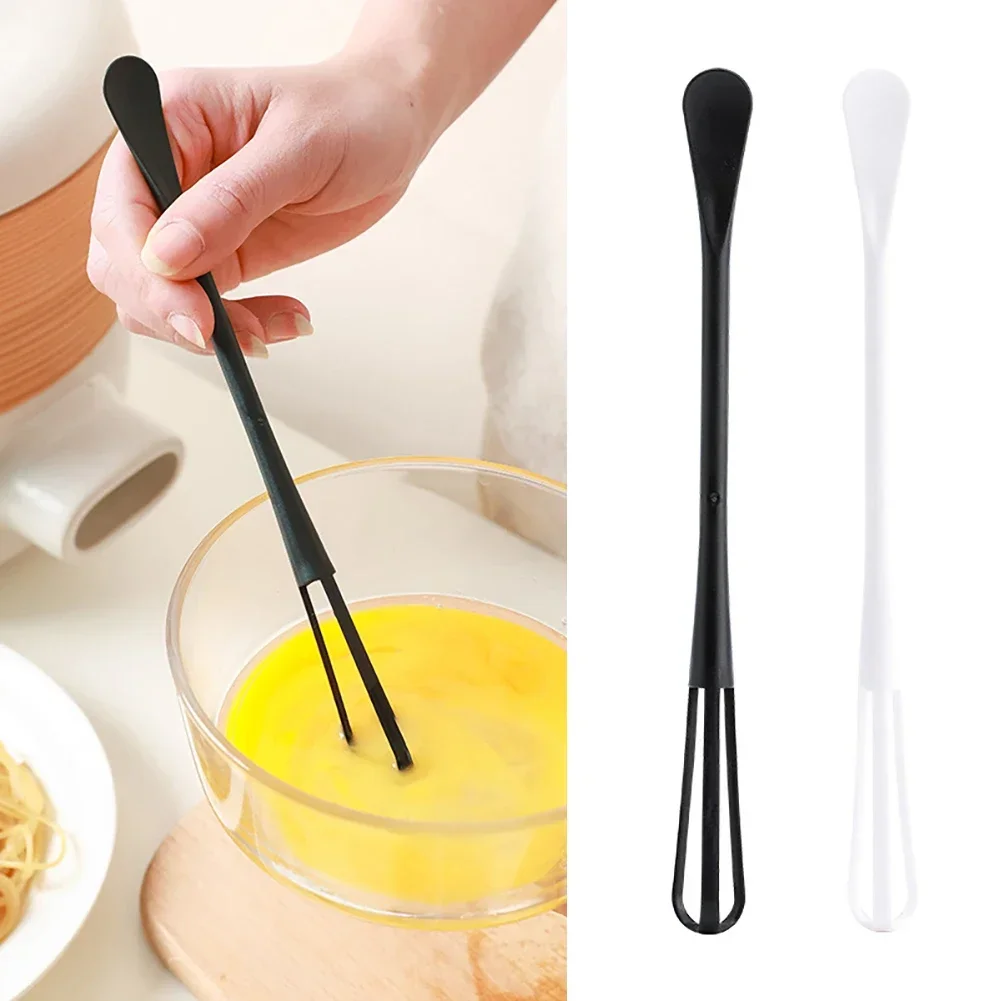 1PC Egg Whisk Plastic Multifunctional Mini Hand Egg Beater Kitchen Utensil with Teaspoon Egg Baking Tools Cream Stirring Stick