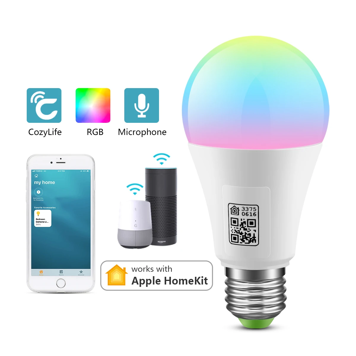 

Светодиодная лампа Apple Homekit Siri с Wi-Fi, с регулируемой яркостью, полный цвет, ярсветильник свет, Bluetooth, RGBW, RGBWW, 220 В, 110 В, умное управление для дома