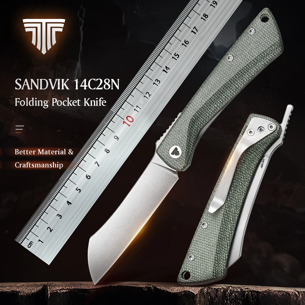 Coltello Edc Tascabile Pieghevole Trivisa Higonokami Per Uomo, Coltelli Da Campeggio Edc Da 3.3 "Con Clip, Lama Stonewash 14 C28N, Manico In Micarta