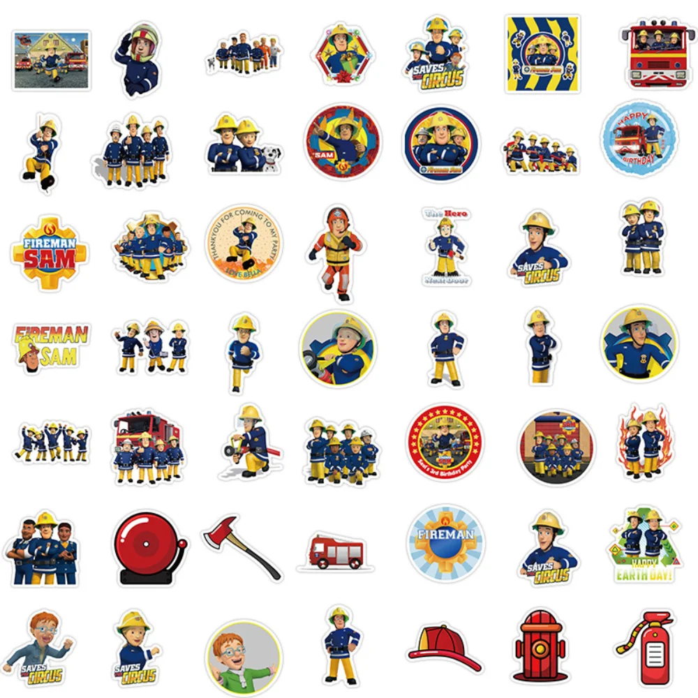 10/50Pcs Cartoon Anime Fireman Sam Sticker for Kids Education Toy