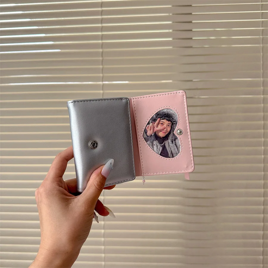 Girl Sweet Wallet with Ribbon Bows Simple Tri-Fold Multi Card Slots Short Wallet for School Travel Home women wallet