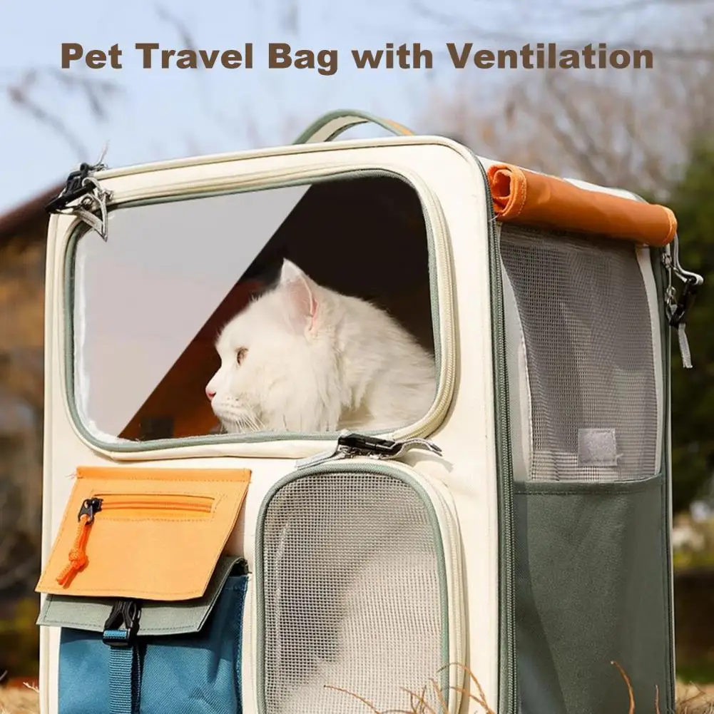 Portable Pet Carrier Portable Cat Carrier with Feeding Window Breathable Backpack Snack Pockets Ideal for Traveling for Small