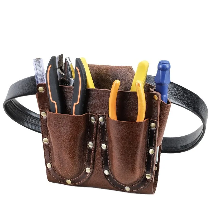 Genuine Leather Multi-functional Electrician Tools Bag Waist Pouch Belt Storage Holder Organizer Garden Tool Kits Waist Packs