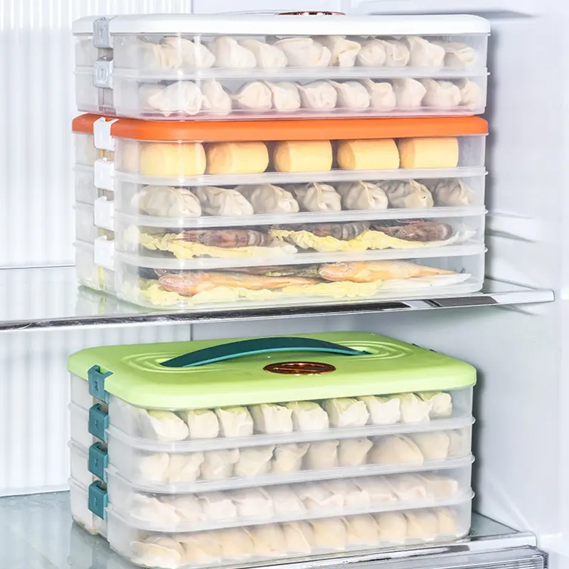  2 Pcs 4 Layer Dumpling Storage Box for Freezer Food Container  Refrigerator Dumpling Storage Box Plastic Cookie Storage Container Large  Food Container Organizer Stackable Food Containers Cookie Carrier: Home &  Kitchen