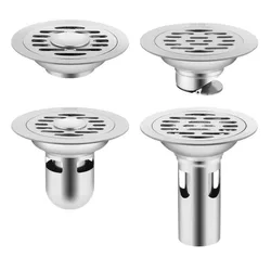 Stainless Steel Round Floor Drain With Grid Grate Cover Dual-Purpose Sink Strainer Bathroom Sewer Anti-Odor Drainer Floor Drains