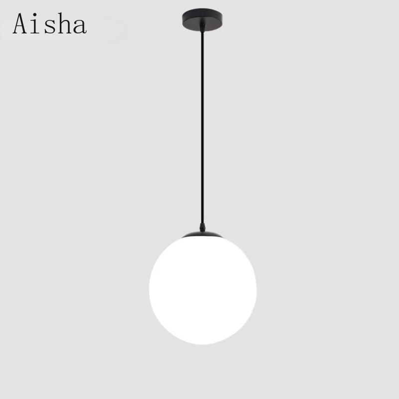 

Gold/Black Glass Ball Pendant Lamp White Globe Hanging Light for Home Bar Restaurant Decorative Lighting Bedroom Light Fixture