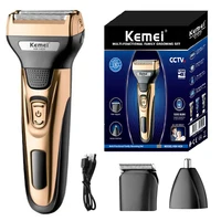 Kemei 3in1 grooming kit electric shaver for men beard hair trimmer body nose ear shaving machine face razor rechargeable 6