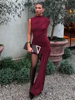 Balitops Summer Draped Ruched Sexy Mini Dress Women 2025 New Irregular High Waist Slim Fit Dress Female Elegant Club Tank Dress - Image 3