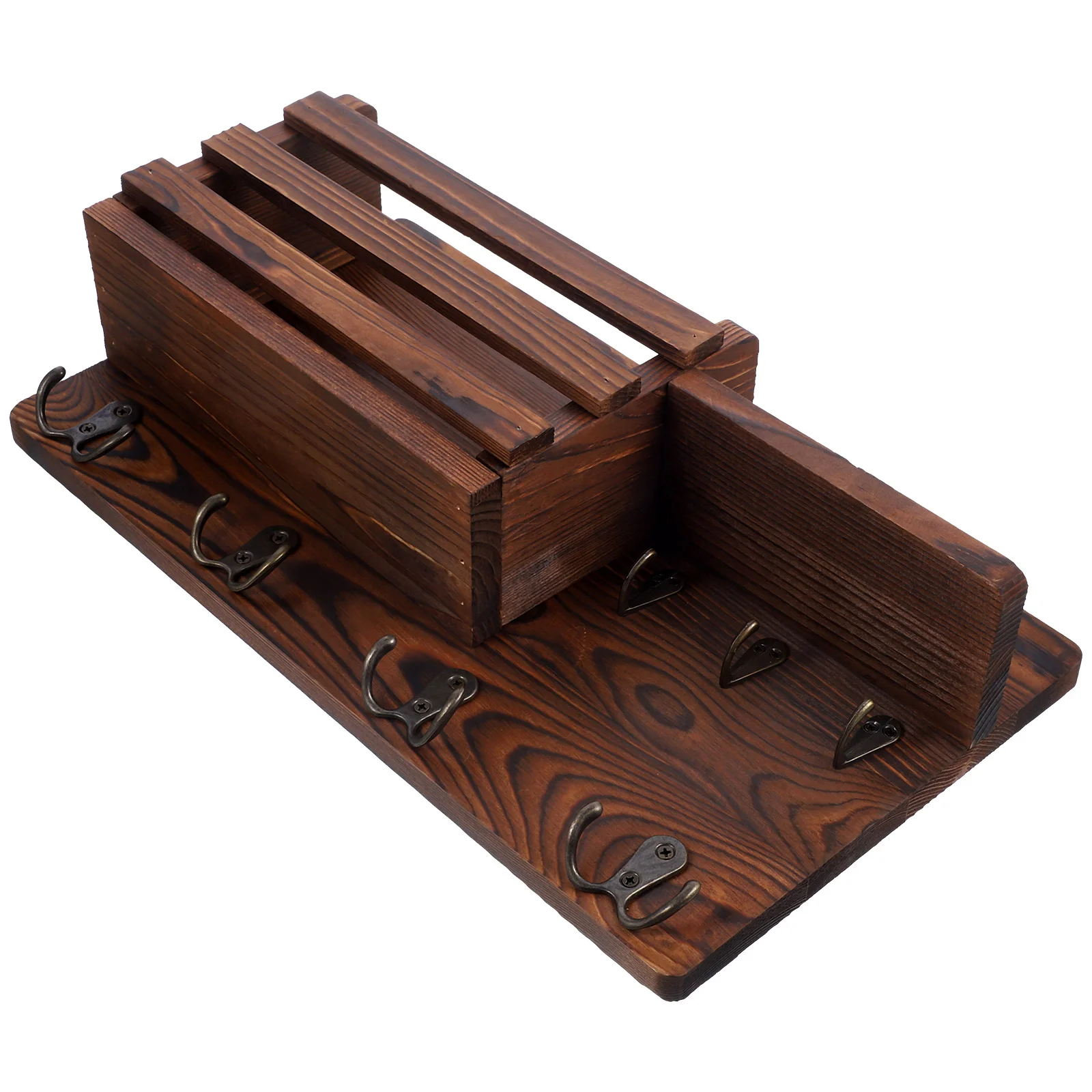 

Living Room Wall Shelf Wooden Storage Rack Daily Sundries Organizer With Keys Hook