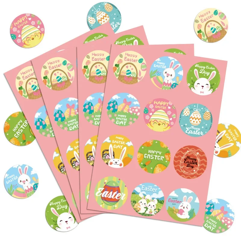 4 Sheets Easter Bunny Egg Sticker DIY Party Envelope Gift Decoration Sealing Label Sticker Stationery