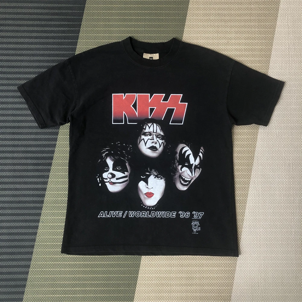 

Kanye666 Fashion Best Quality High Street KISS Band Graphics Printed Oversized Loose Vintage Clothing Tees Tops T Shirt For Men