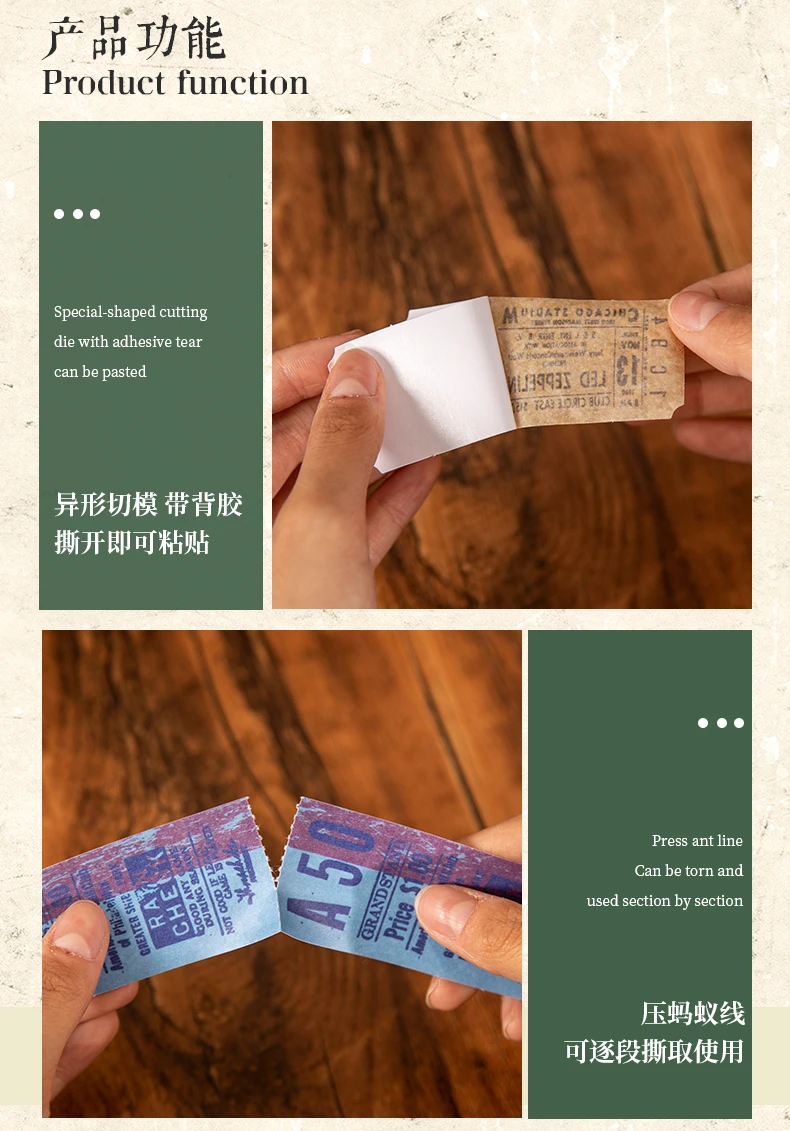50 teile/paket Vintage Reise Ticket Aufkleber Retro Dekor Aufkleber Diy handgemachte Etiketten Scrapbooking Material Schreibwaren – Detail 7