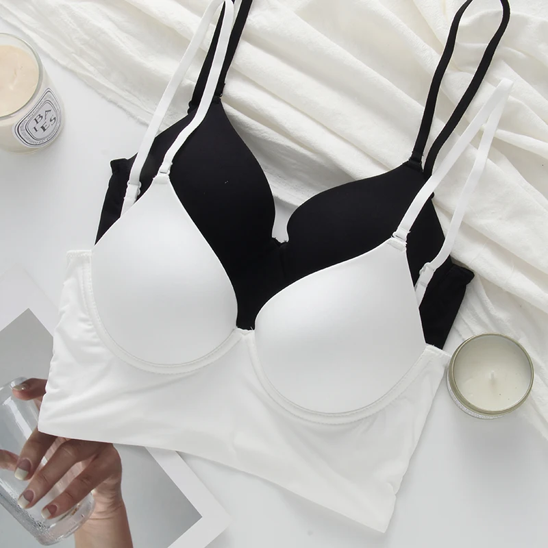 New Retro Invisible Push Up Bra Backless Women Bras Low Cut Sexy Plunge Brassiere Open Back Underwear Seamless Deep U Lingerie