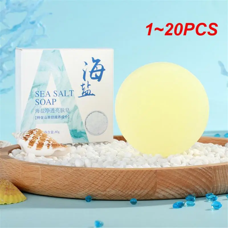 

1~20PCS Natural Rice Handmade Soap Face Cleansing Goat Milk Sea Salt Mite Removal Soap Moisturizer Whitening Brightening Body