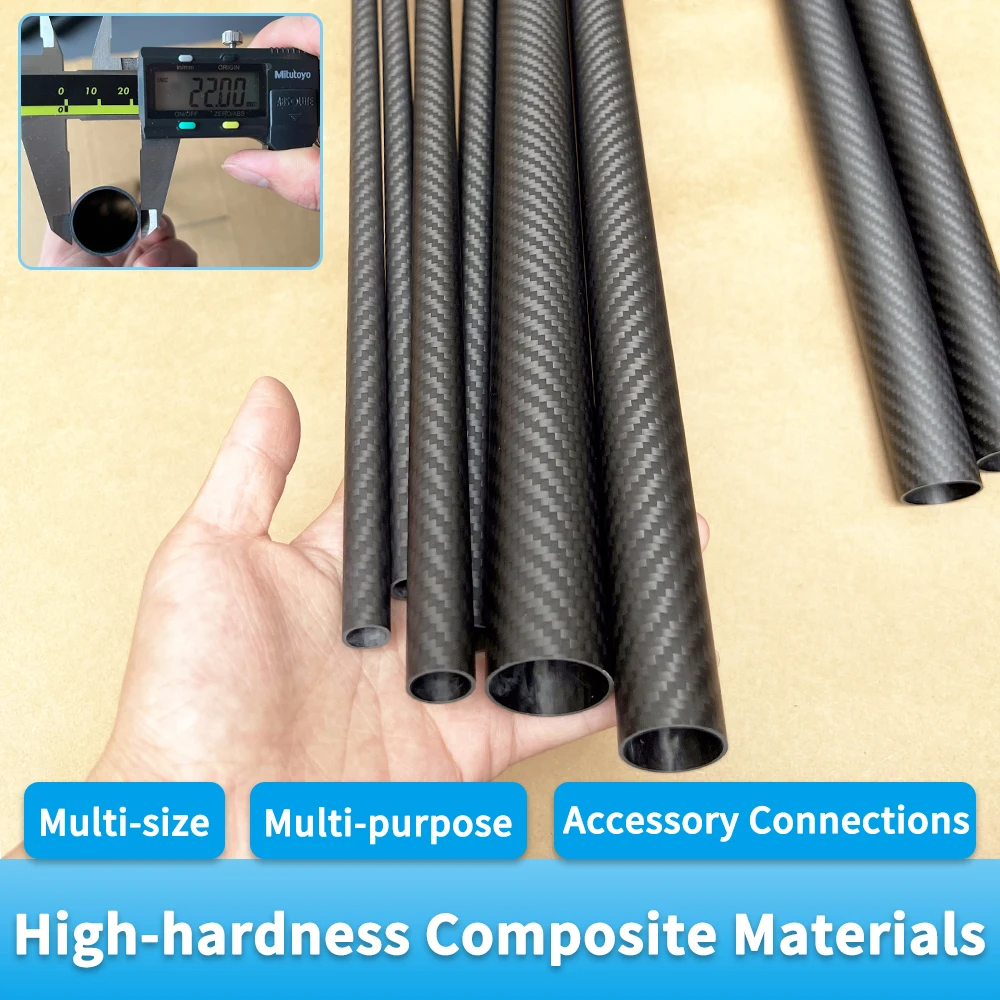 고경도 복합 재료 탄소 섬유 튜브, 식물 보호 항공기용 3K 능직 매트 OD4-60mm 파이프, 500mm 길이, 2 개