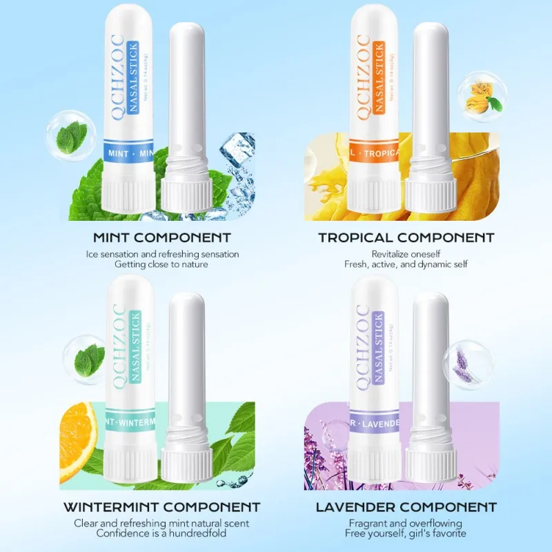 Nasal Stick 4 Pack Long Lasting Refreshing Essential Oil Inhalation Cooling
