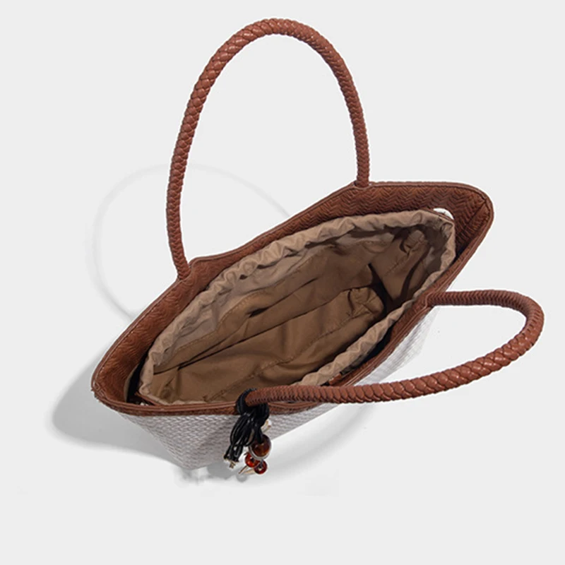Borsa a spalla donna in paglia intrecciata borsa secchiello chic_voghion.com