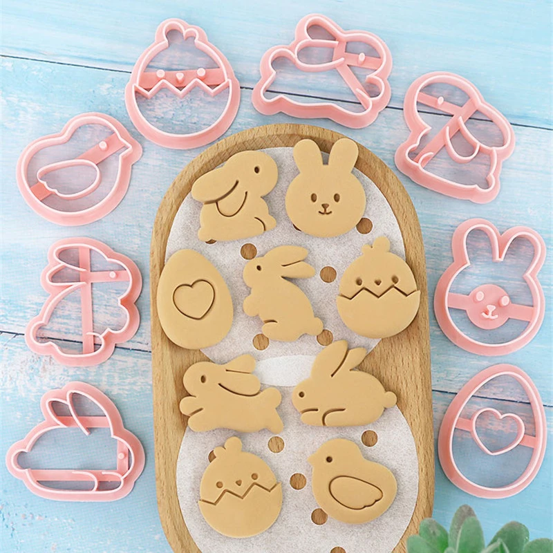 Cookie cutter 8Pcs Cartoon Easter Bunny Cookie Mould Rabbit Chick Eggs Animal Pattern Biscuit Cutter Cake Decorating Baking Molds