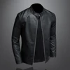 Spring Autumn Leather Jacket Men Stand Collar Slim Pu Leather Jacket Fashion Motorcycle Causal Coat Mens Moto Biker Leather Coat 4