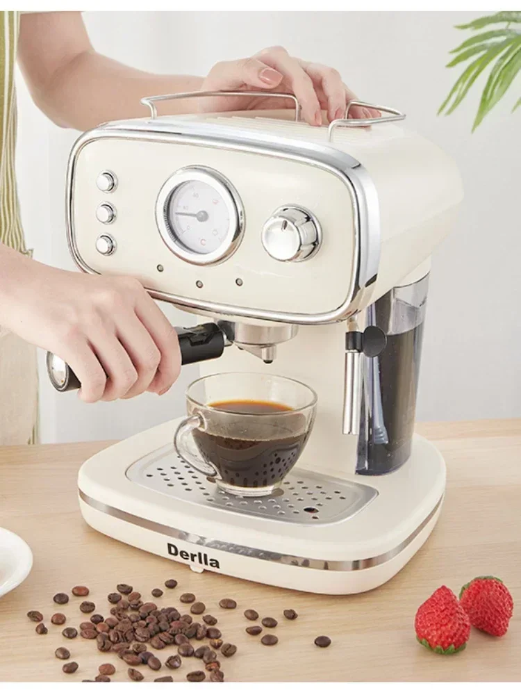 Home coffee machine. Kitchen appliance. Full semi-automatic espresso machine. Small ， all-in-one. Retro mini. 5