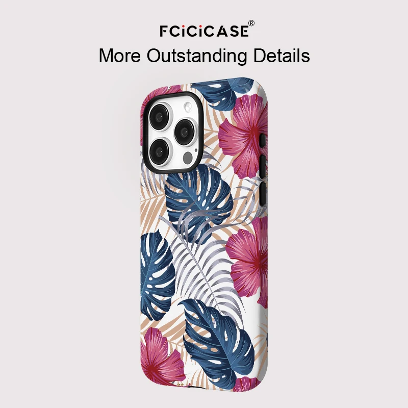 Magnetic Luxury Silicone Phone Case with Wireless Charging and Leaf Print Design