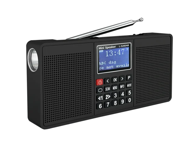 EONKO L-528DAB Multi Function Stereo Digital Radio with Bluetooth TF USB FM/DAB/DAB+ Flashlight Clock Headphone Rechargeable