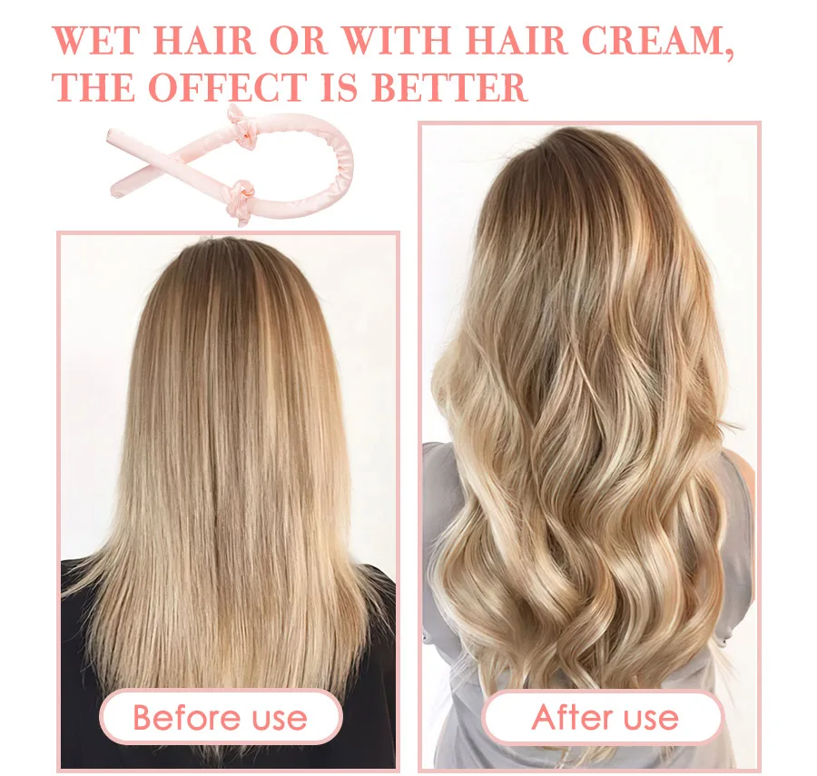 Description Picture 6 of itemHeatless Hair Curls Lazy Curler Headband Make Hair Slik Satin Heatless Curling Rod Soft And Shiny Hair Curler Hairdressing Tools