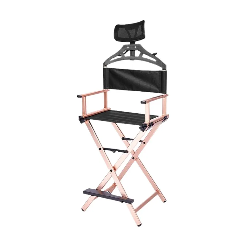 Modern Portable Aluminum Director Chair with Headrest - Portable Makeup Artist/Manager Folding Chair for Better Rest