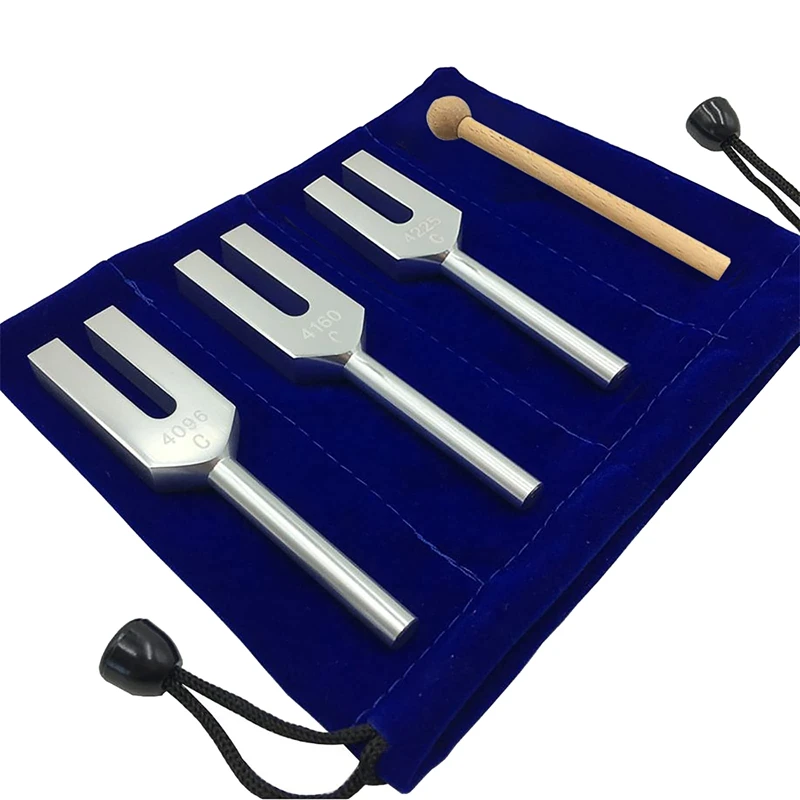 Tuning Forks Set 4096 Hz 4160 Hz 4225 Tuning Forks Set Fork With Wooden Hammers And Cloth Bag Accessories Style 1