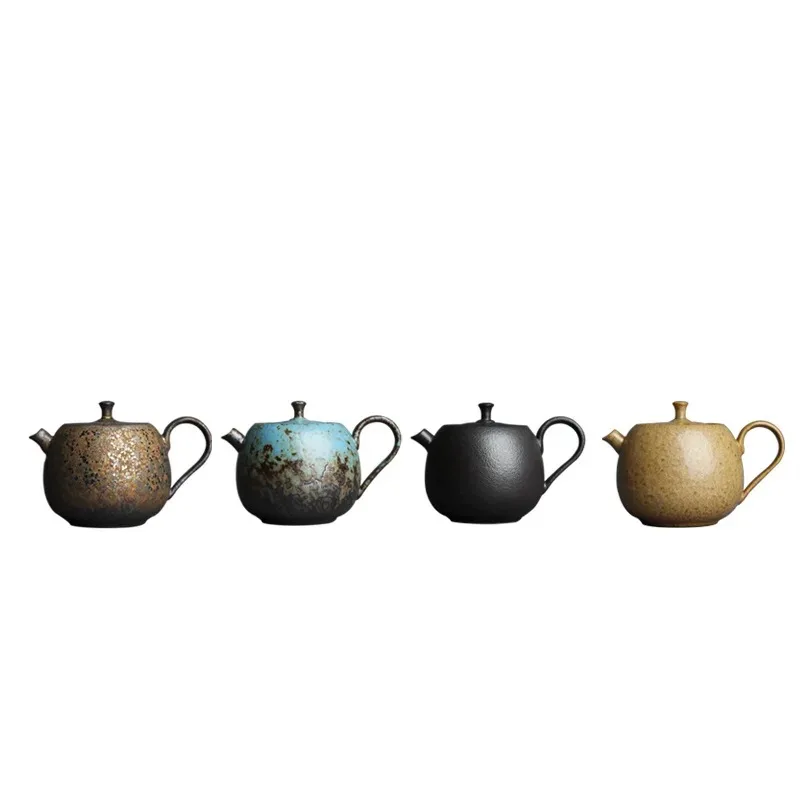 Chinese style retro stoneware persimmon shape hand-held teapot handmade pottery kiln personalized tea maker