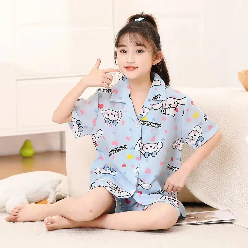 

Sanrio summer pajamas 2024 new children's home service suit little girls short-sleeved shorts summer air-conditioned clothes