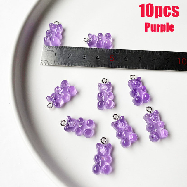Colorful Gummy Bear Pendant Charms for Necklace Bracelet Diy Earrings Jewelry Bears Valentine's Day Gift 2.1*1.1cm